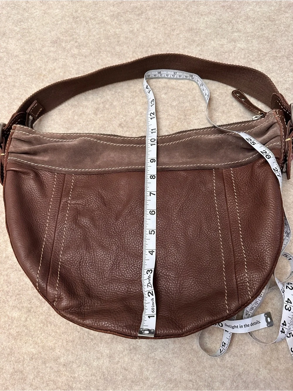 Fossil Vintage Y2K Brown Leather Suede Hobo Shoulder Bag Purse